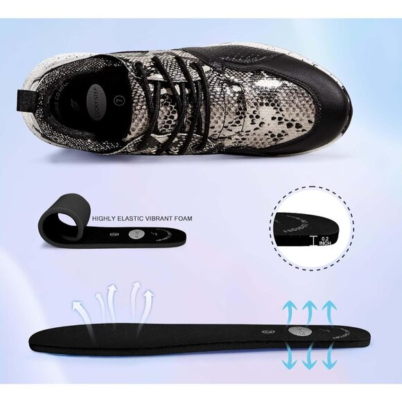 🆕Women Black High Heel Wedge Sneaker Fashion Cliff Platform Retro Lace Up Shoes - Picture 5 of 9